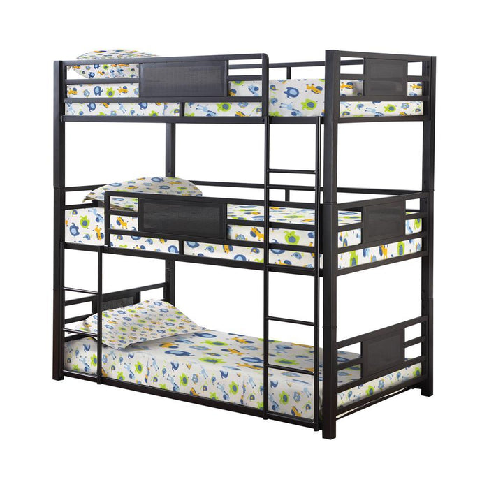 Rogen Twin Triple Bunk Bed Dark Bronze - Home Discount Furniture - NJ-linden