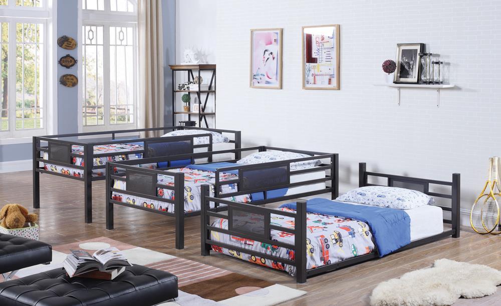 Rogen Twin Triple Bunk Bed Dark Bronze - Home Discount Furniture - NJ-linden