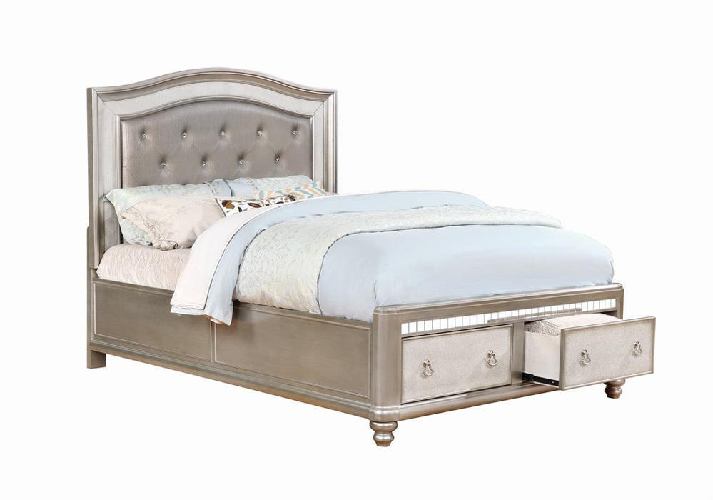Bling Game Upholstered Storage Eastern King Bed Metallic Platinum - Home Discount Furniture - NJ-linden