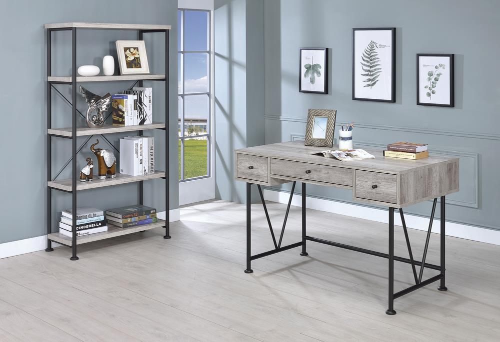 Analiese 4-shelf Bookcase Grey Driftwood - Home Discount Furniture - NJ-linden