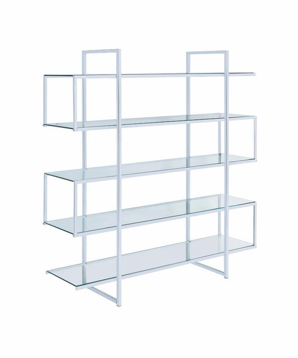 Elmer 5-shelf Bookcase Chrome and Clear - Home Discount Furniture - NJ-linden