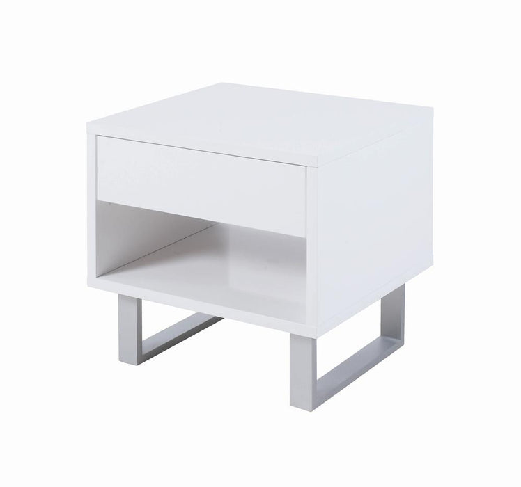 Atchison 1-drawer End Table High Glossy White - Home Discount Furniture - NJ-linden