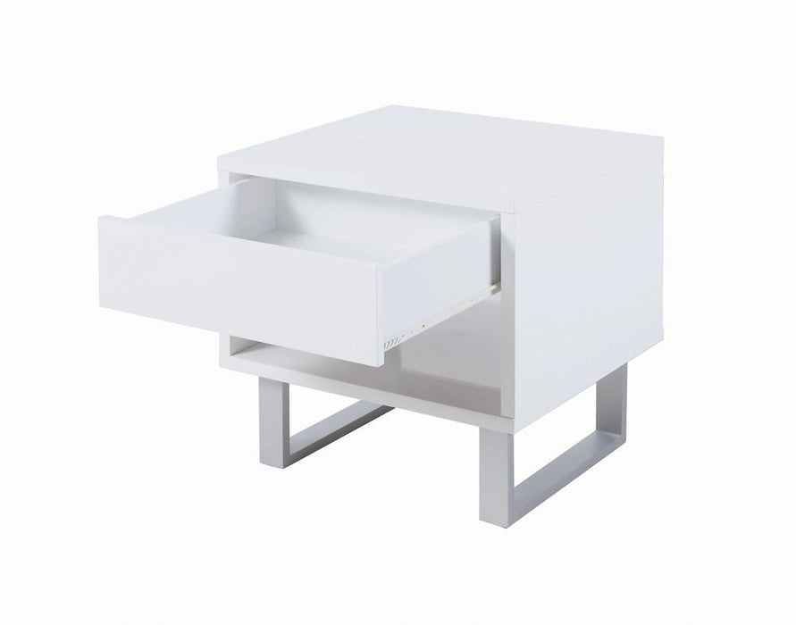 Atchison 1-drawer End Table High Glossy White - Home Discount Furniture - NJ-linden