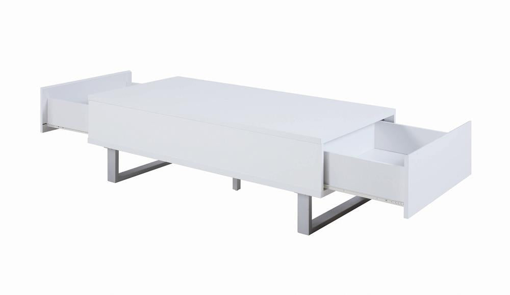 Atchison 2-drawer Coffee Table High Glossy White - Home Discount Furniture - NJ-linden