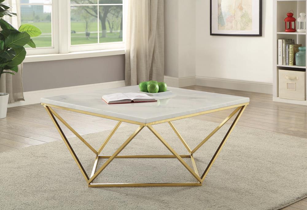 Elana Rectangle 2-shelf Coffee Table Glossy White - Home Discount Furniture - NJ-linden