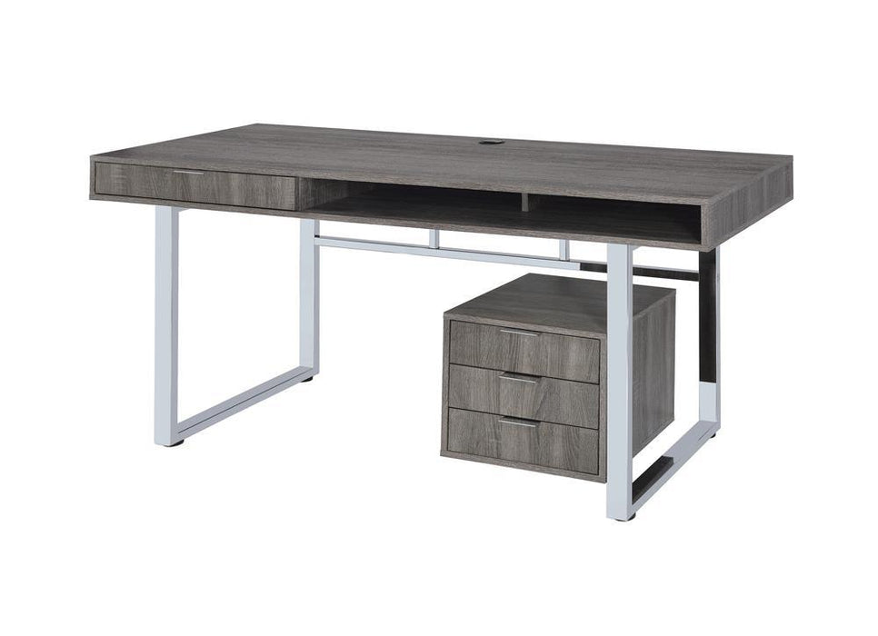 Whitman 4-drawer Writing Desk Weathered Grey - Home Discount Furniture - NJ-linden