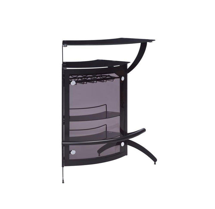 Dallas 2-shelf Home Bar Smoked and Black Glass - Home Discount Furniture - NJ-linden