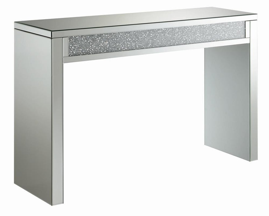 Gillian Rectangular Sofa Table Silver and Clear Mirror - Home Discount Furniture - NJ-linden