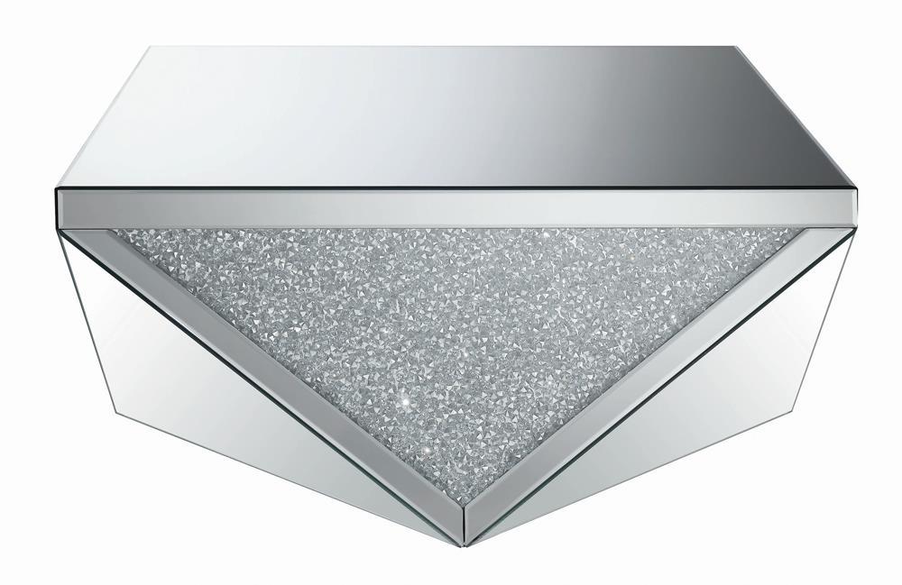 Amore Square Coffee Table with Triangle Detailing Silver and Clear Mirror - Home Discount Furniture - NJ-linden