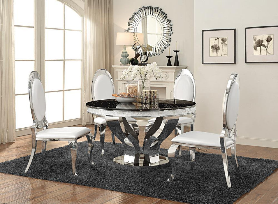 Anchorage Oval Back Side Chairs Cream and Chrome (Set of 2) - Home Discount Furniture - NJ-linden