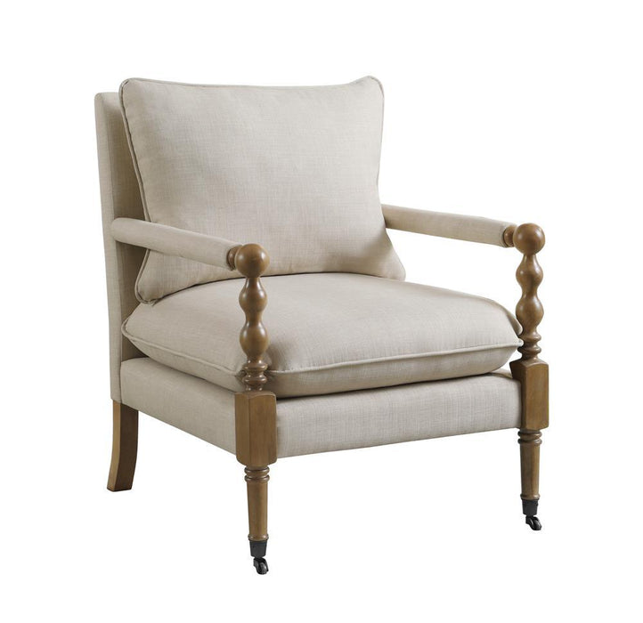 Dempsy Upholstered Accent Chair with Casters Beige - Home Discount Furniture - NJ-linden