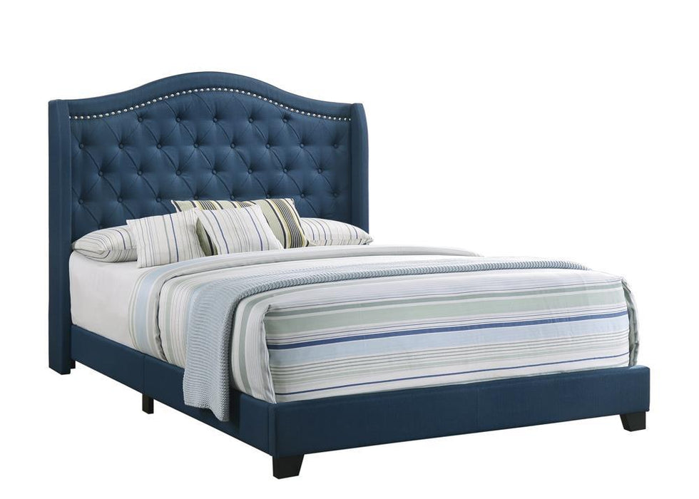 Sonoma Full Camel Headboard Bed with Nailhead Trim Blue - Home Discount Furniture - NJ-linden
