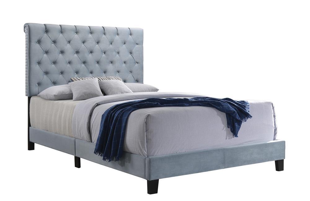 Warner Queen Upholstered Bed Slate Blue - Home Discount Furniture - NJ-linden