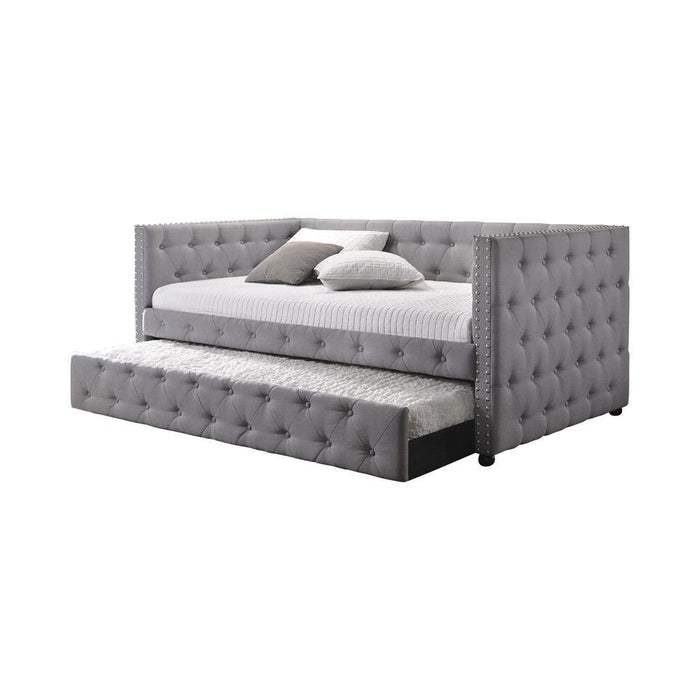 Mockern Tufted Upholstered Daybed with Trundle Grey - Home Discount Furniture - NJ-linden