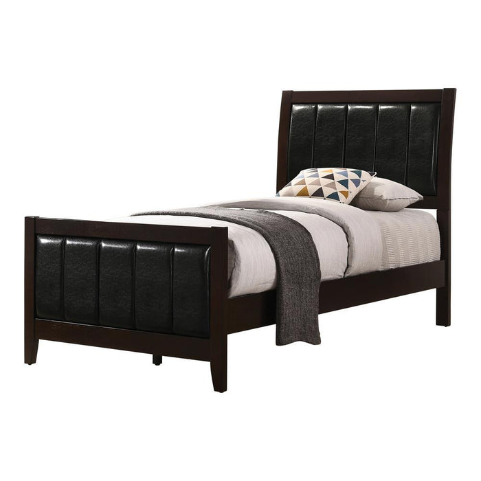 Carlton Twin Upholstered Panel Bed Cappuccino and Black - Home Discount Furniture - NJ-linden