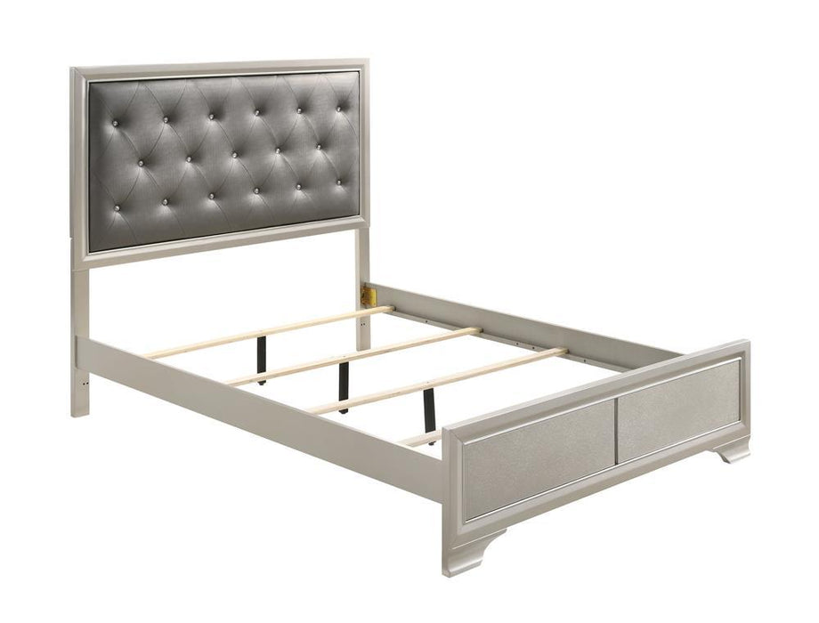 Salford Queen Panel Bed Metallic Sterling and Charcoal Grey - Home Discount Furniture - NJ-linden