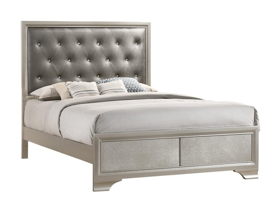 Salford Eastern King Panel Bed Metallic Sterling and Charcoal Grey - Home Discount Furniture - NJ-linden