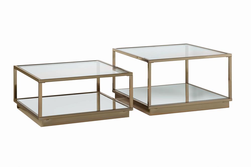 Renee 2-piece Square Occasional Set Rose Brass - Home Discount Furniture - NJ-linden