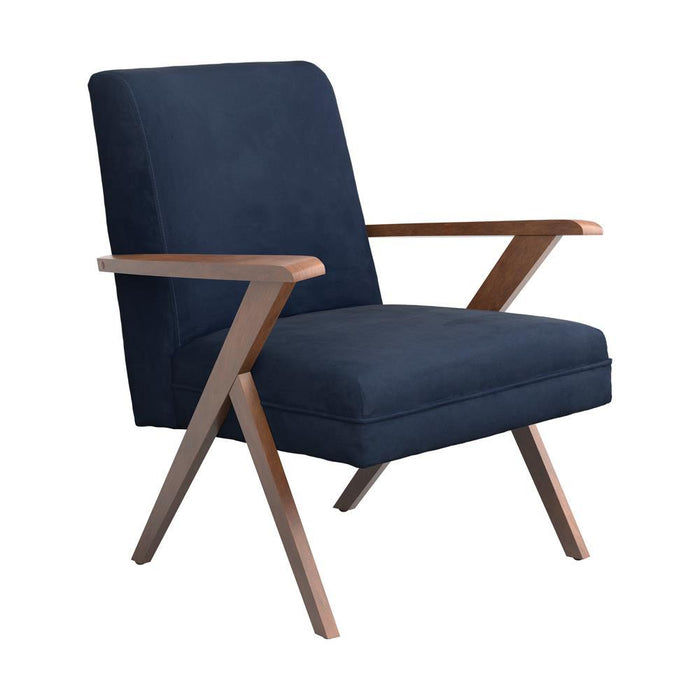 Cheryl Wooden Arms Accent Chair Dark Blue and Walnut - Home Discount Furniture - NJ-linden