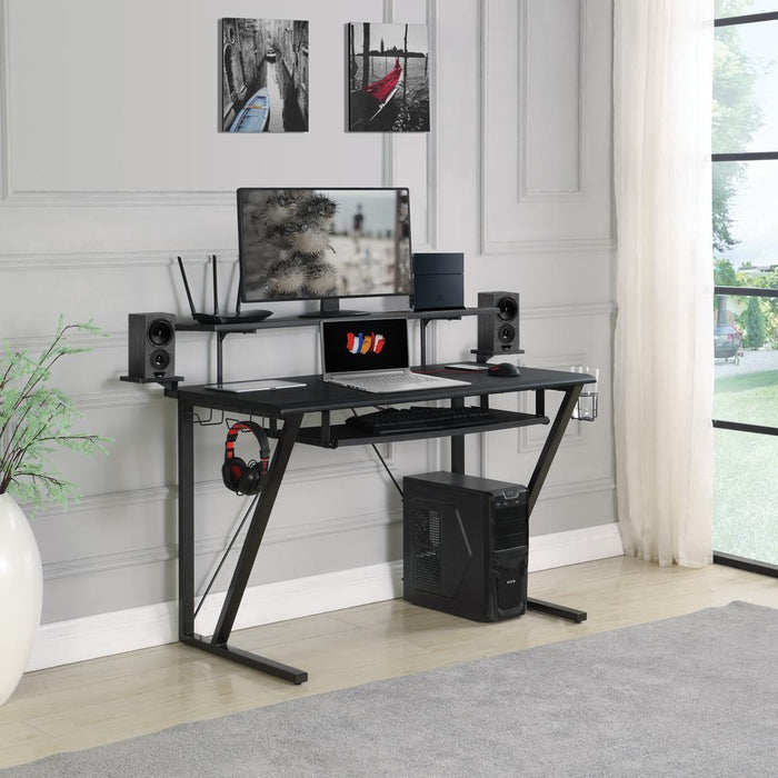 Wedalia Gaming Desk with Cup Holder Gunmetal - Home Discount Furniture - NJ-linden