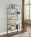 Serena 5-tier Tempered Glass Shelves Bookcase Matte Gold - Home Discount Furniture - NJ-linden