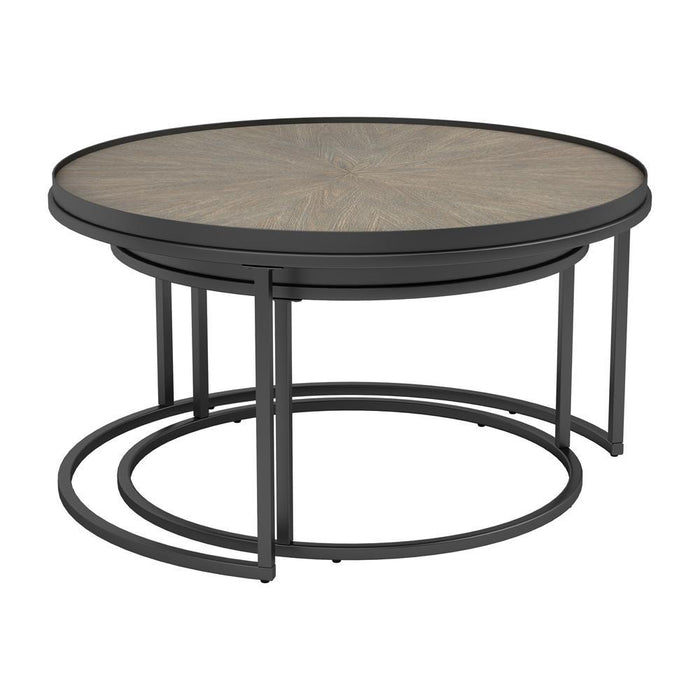 Rodrigo 2-piece Round Nesting Tables Weathered Elm - Home Discount Furniture - NJ-linden