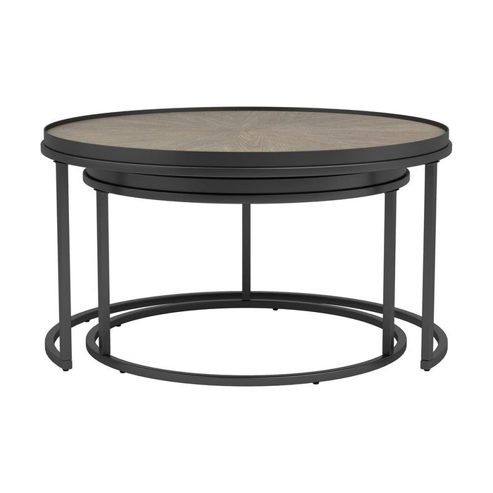 Rodrigo 2-piece Round Nesting Tables Weathered Elm - Home Discount Furniture - NJ-linden