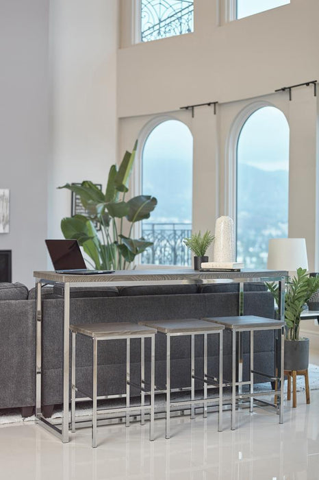 Cassidy 4-piece Rectangular Counter Height Set Dark Oak and Chrome - Home Discount Furniture - NJ-linden