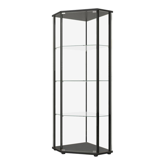 Zenobia Glass Shelf Curio Cabinet Clear and Black - Home Discount Furniture - NJ-linden