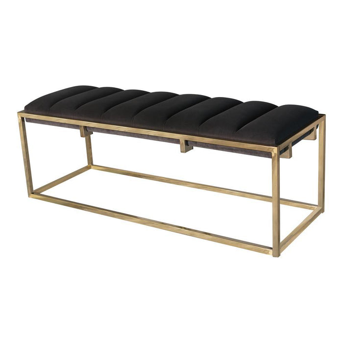 Lorena Tufted Cushion Bench Dark Grey and Gold - Home Discount Furniture - NJ-linden