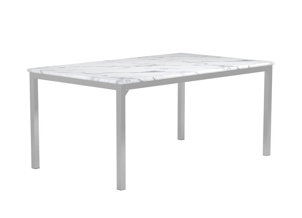 Athena Rectangle Dining Table with Marble Top Chrome - Home Discount Furniture - NJ-linden