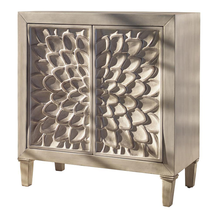 Clarkia Accent Cabinet with Floral Carved Door White - Home Discount Furniture - NJ-linden