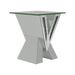 Taffeta V-shaped End Table with Glass Top Silver - Home Discount Furniture - NJ-linden