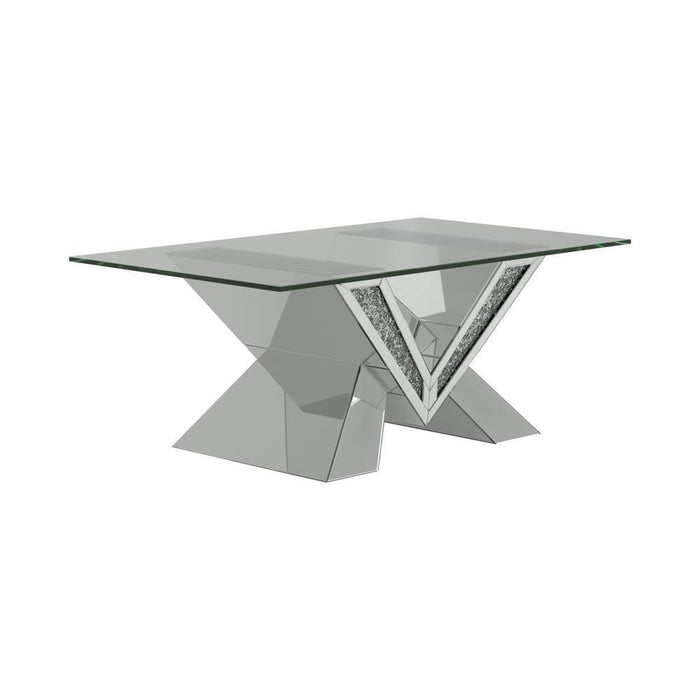 Taffeta V-shaped Coffee Table with Glass Top Silver - Home Discount Furniture - NJ-linden