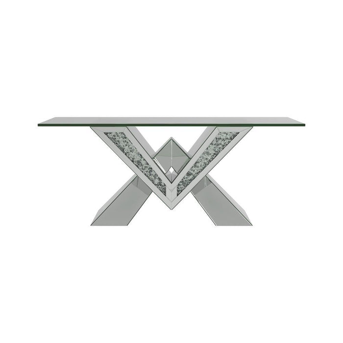 Taffeta V-shaped Coffee Table with Glass Top Silver - Home Discount Furniture - NJ-linden