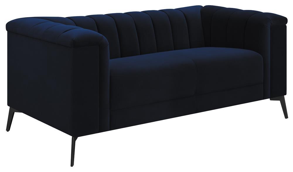 Chalet Tuxedo Arm Loveseat Blue - Home Discount Furniture - NJ-linden