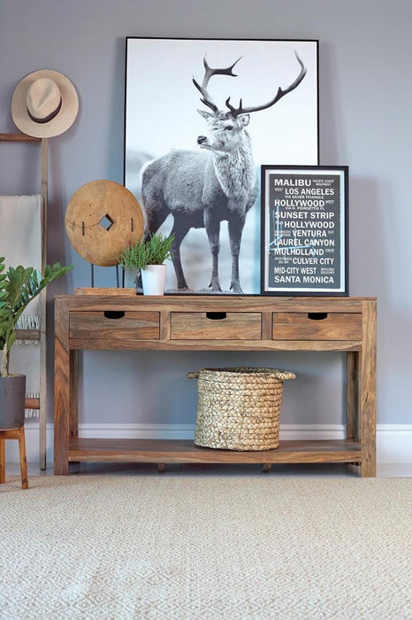 Esther 3-drawer Storage Console Table Natural Sheesham - Home Discount Furniture - NJ-linden