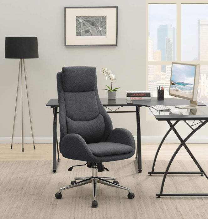 Cruz Upholstered Office Chair with Padded Seat Grey and Chrome - Home Discount Furniture - NJ-linden