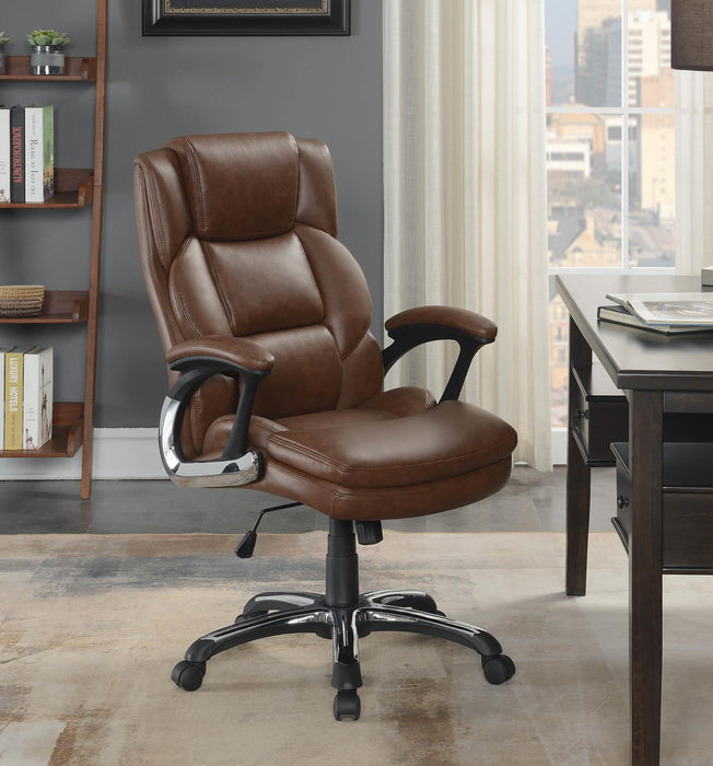 Nerris Adjustable Height Office Chair with Padded Arm Brown and Black - Home Discount Furniture - NJ-linden