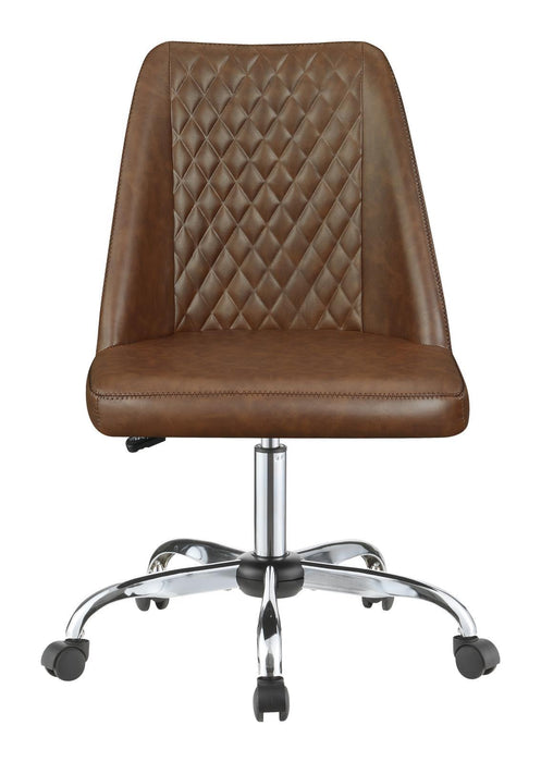 Althea Upholstered Tufted Back Office Chair Brown and Chrome - Home Discount Furniture - NJ-linden