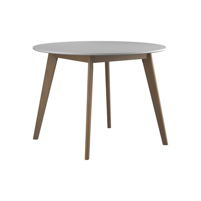 Breckenridge Round Dining Table Matte White and Natural Oak - Home Discount Furniture - NJ-linden