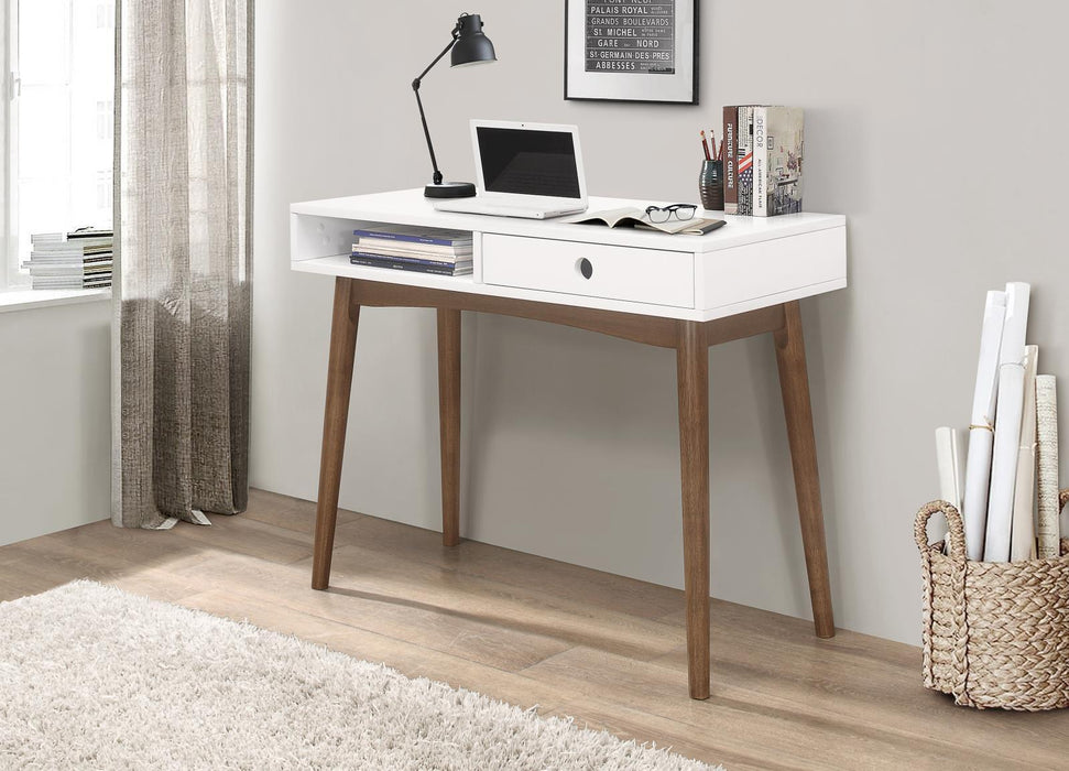 Bradenton 1-drawer Writing Desk White and Walnut - Home Discount Furniture - NJ-linden