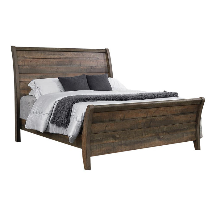 Frederick Eastern King Sleigh Panel Bed Weathered Oak - Home Discount Furniture - NJ-linden