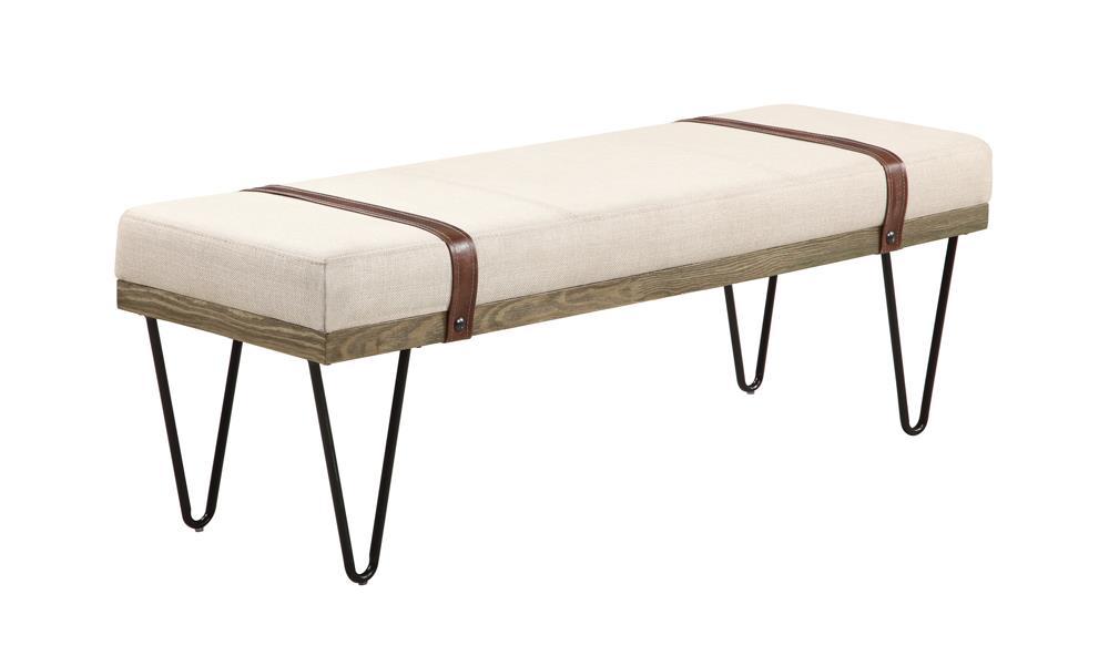 Austin Upholstered Bench Beige and Black - Home Discount Furniture - NJ-linden