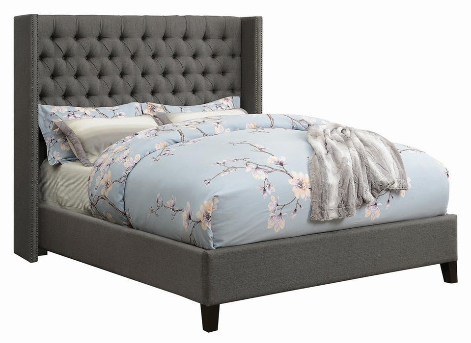 Bancroft Demi-wing Upholstered Queen Bed Grey - Home Discount Furniture - NJ-linden