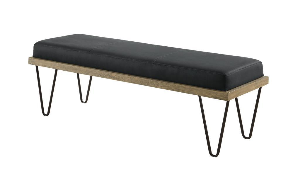 Chad Upholstered Bench with Hairpin Legs Dark Blue - Home Discount Furniture - NJ-linden