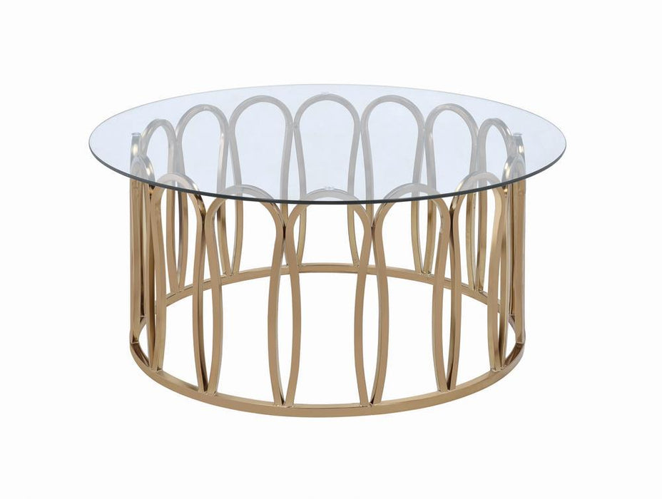 Monett Round Coffee Table Chocolate Chrome and Clear - Home Discount Furniture - NJ-linden