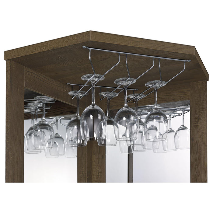 Alviso Corner Bar Cabinet with Stemware Rack Rustic Oak - Home Discount Furniture - NJ-linden