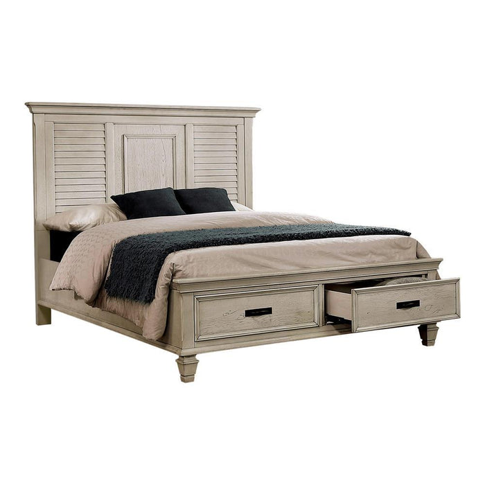 Franco Queen Storage Bed Antique White - Home Discount Furniture - NJ-linden