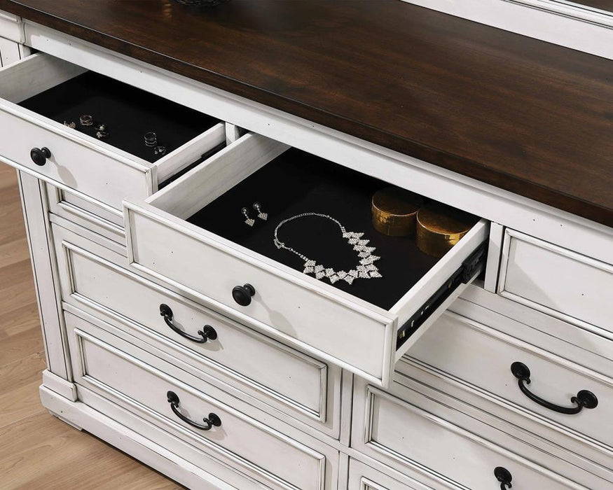 Hillcrest 9-drawer Dresser Dark Rum and White - Home Discount Furniture - NJ-linden